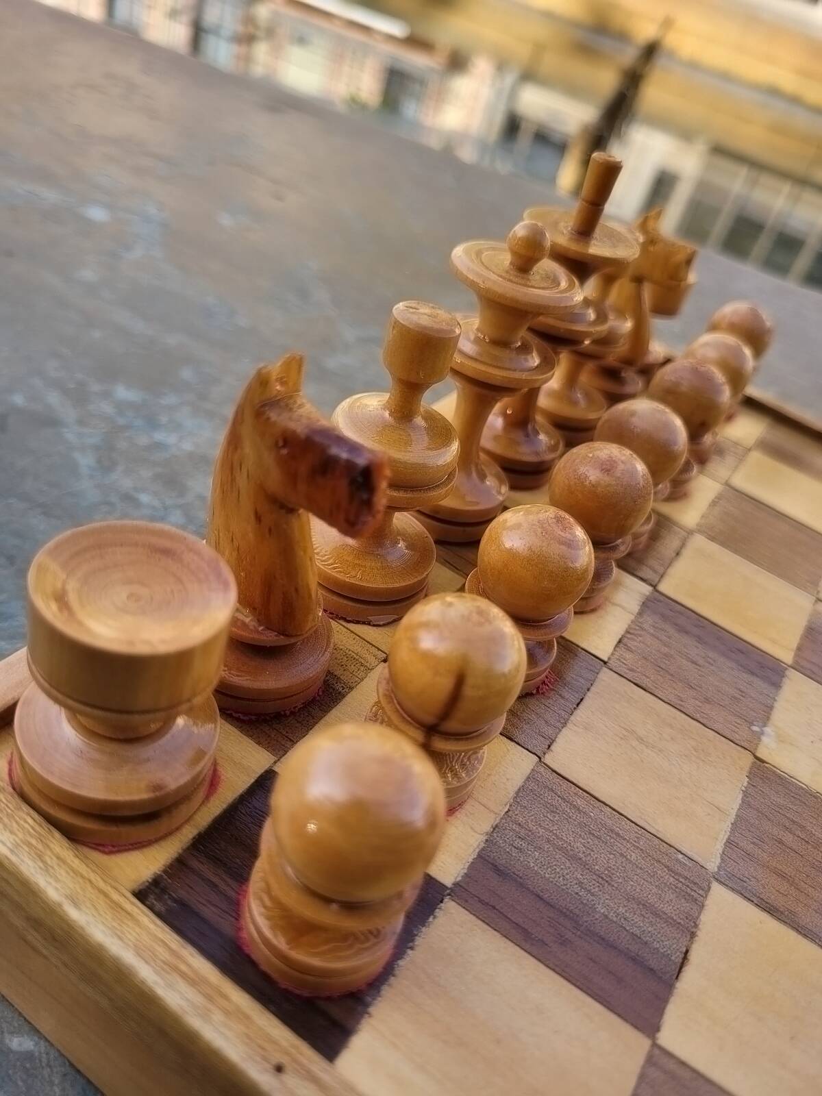 Jeu d'échecs en bois de style art déco