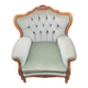Fauteuil ancien Louis XV  en velours vert d eau
