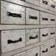 Old light grey workshop drawer cabinet with 25 drawers