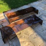 Vintage bookcase shelves plexiglass smoked