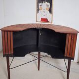 Sika Møbler vintage Bar mit 4 Barhocker aus Teak