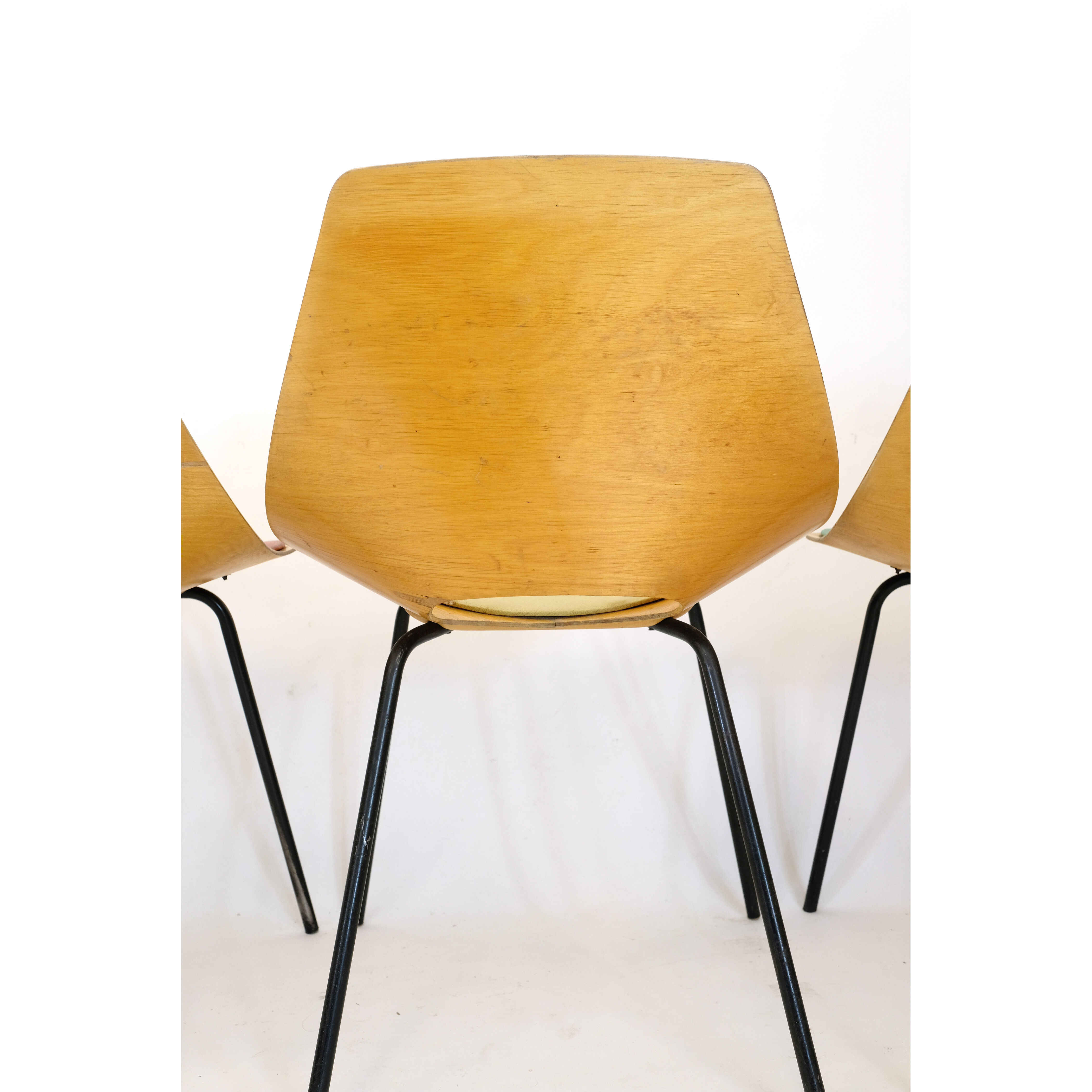 Pierre Guariche set of 6 Tonneau chairs, Steiner, 1960.