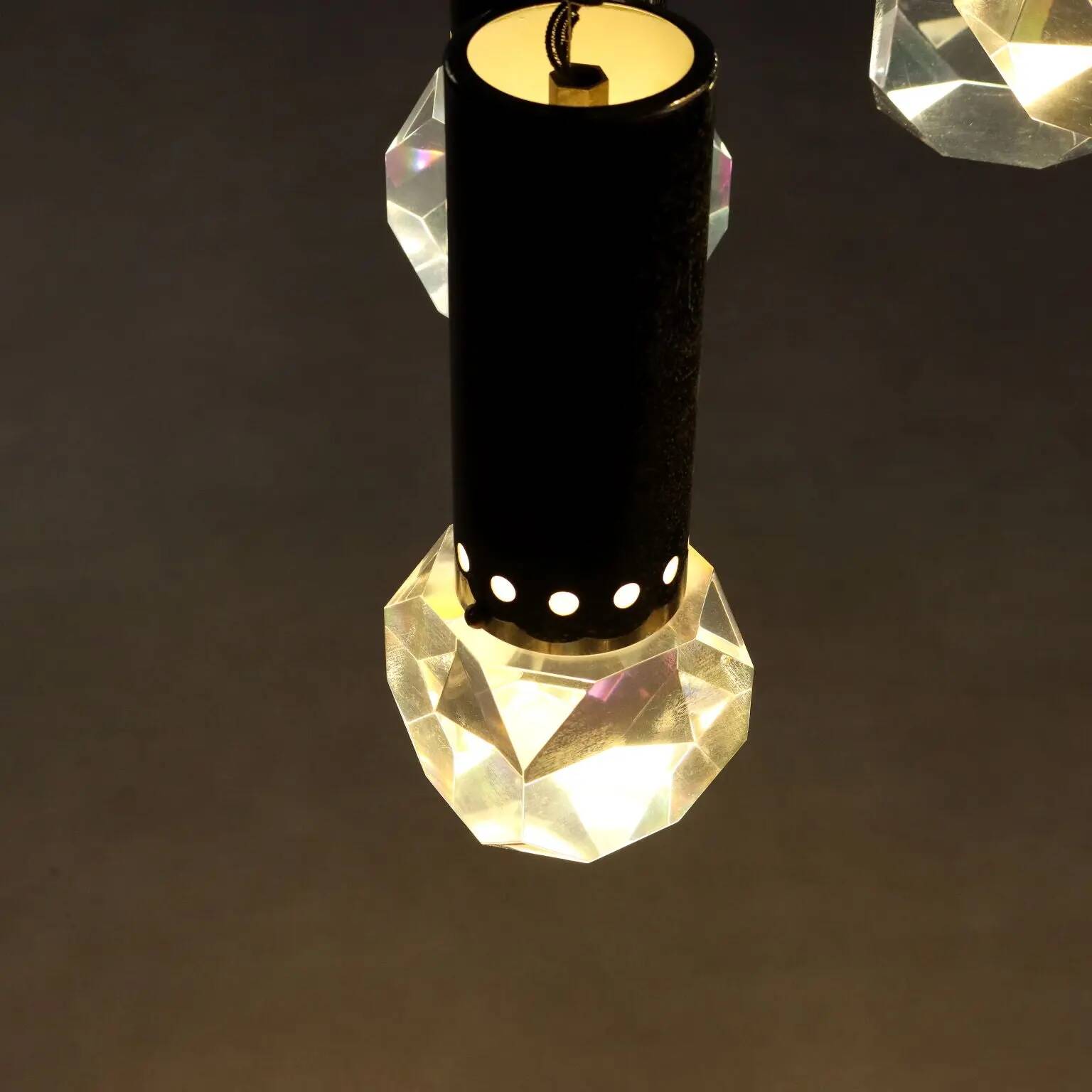 Vintage ceiling light in plastic and metal, design, Italy, 1960s