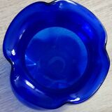Vintage blue glass melon vase