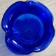 Vase melon en verre bleu vintage