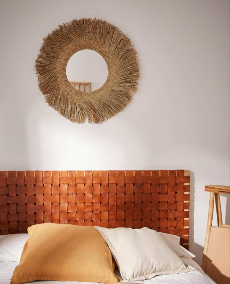 153 cm wooden and leather headboard