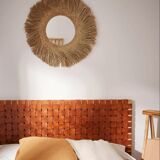 153 cm wooden and leather headboard