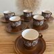 Vintage coffee service in brown stoneware from the 1970s.
