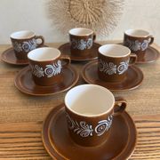 Service à café vintage en grès marron années 70