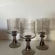 3 stemmed digestif glasses, smoked brown glass