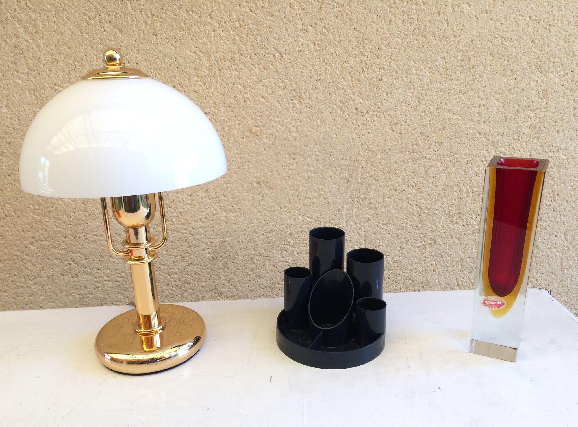 Modernist lamp vintage 70 Murano glass & brass