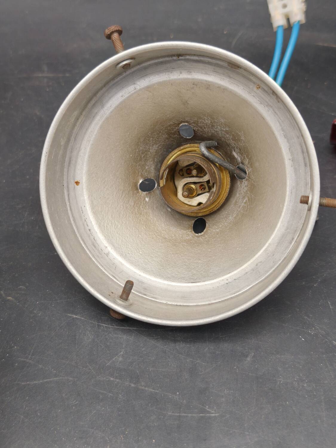 Vintage industrial opaline pendant light