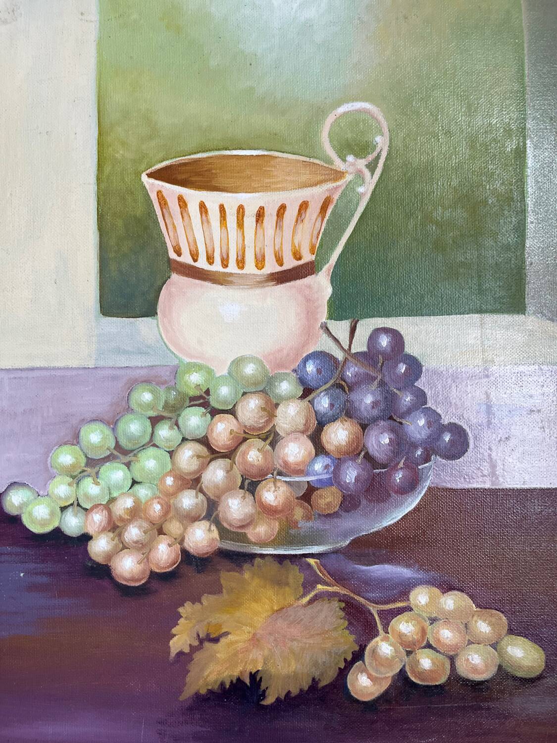 Painting: Still life with pitcher and grapes