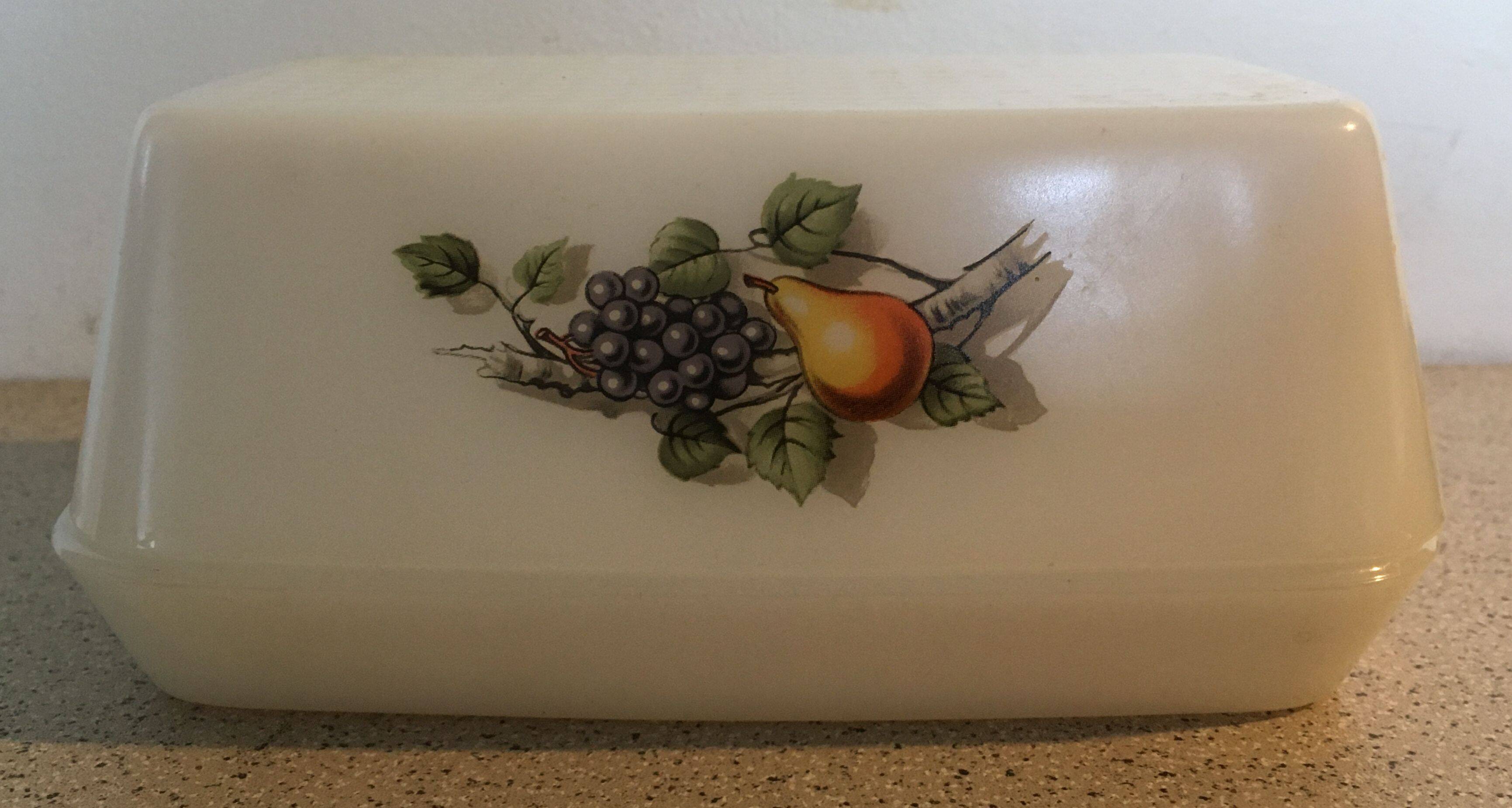 Arcopal vintage fruit butter dish from France