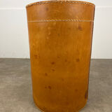 Danish leather wastepaper basket by Torben Orskov in Adnet style