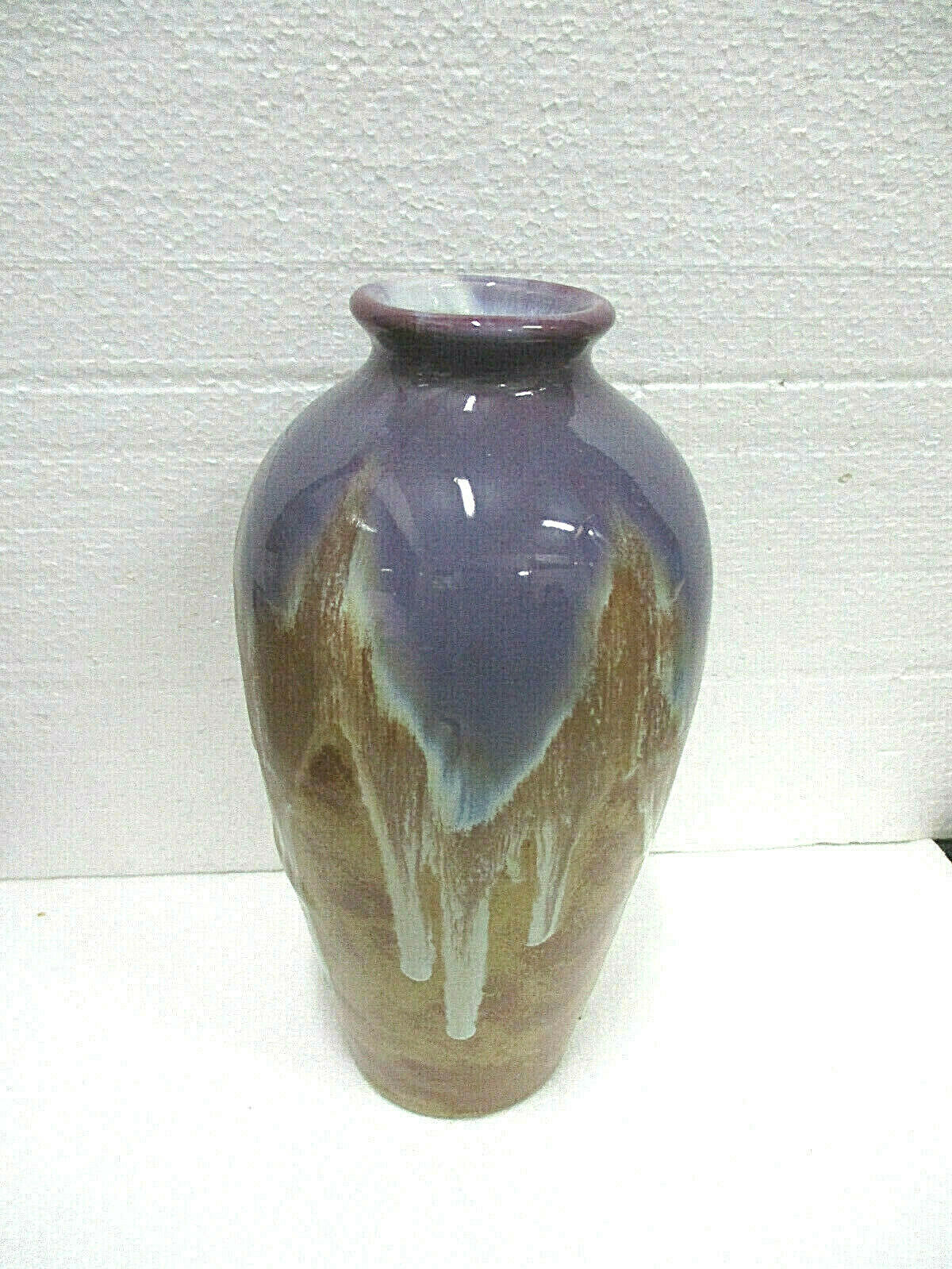 Enamelled sandstone ovoid vase