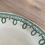 Compotier Belgian faience brand Boch brothers Keramis La Louvière model Bonaparte antique style green fruit cut