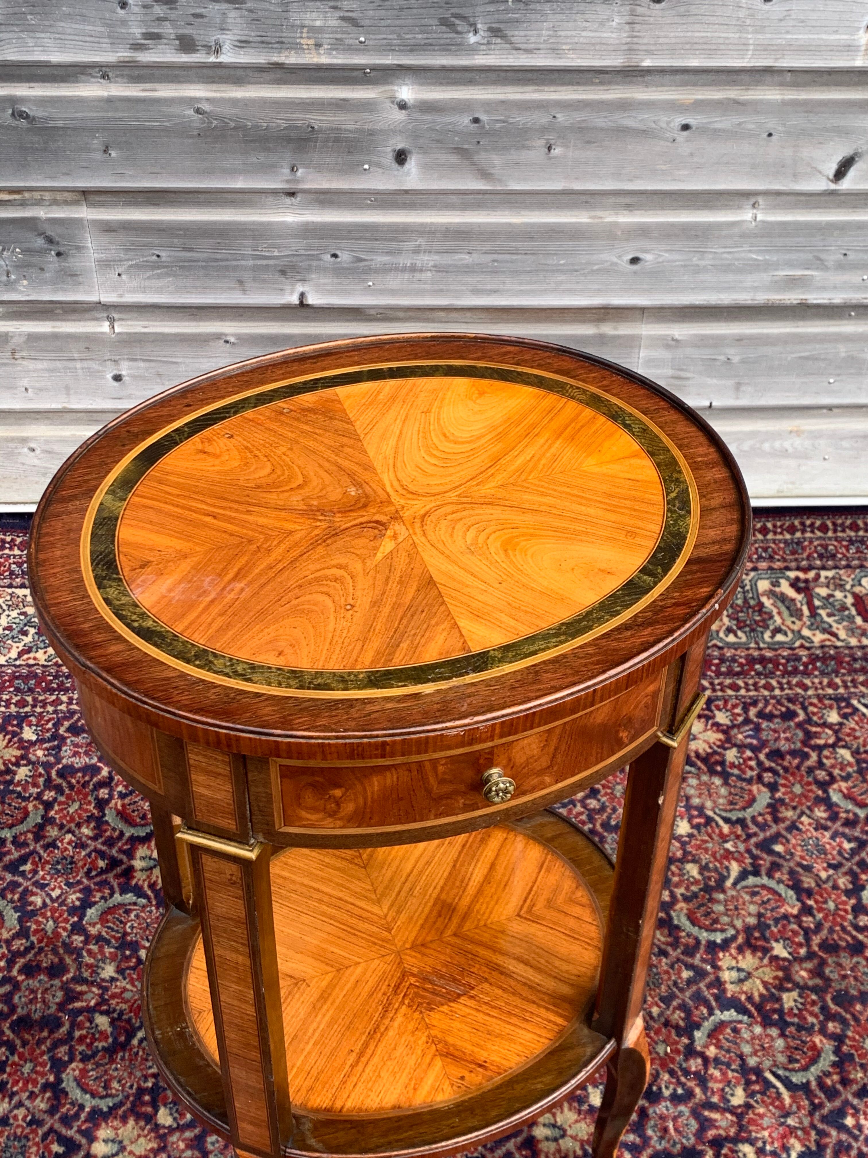 Salon Table In Marquetry Style Transition Period 19th