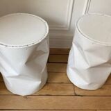 Vintage design side table in white metal