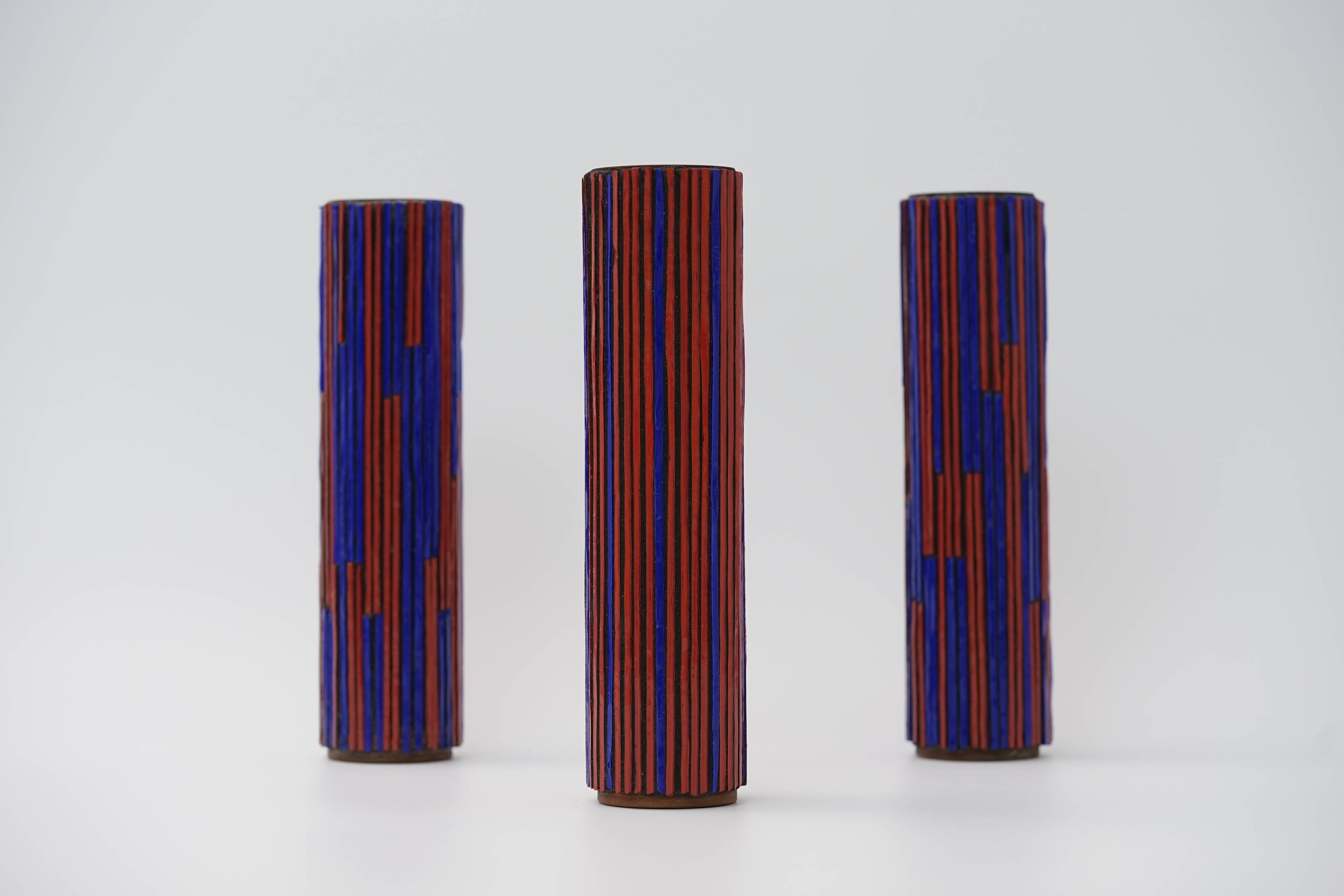 Pottery Mosaic Vases by W. Zimmermann for Ritter set of 3