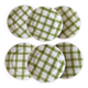 Lot of vintage checkered green dessert plates Moulin des Loups model.