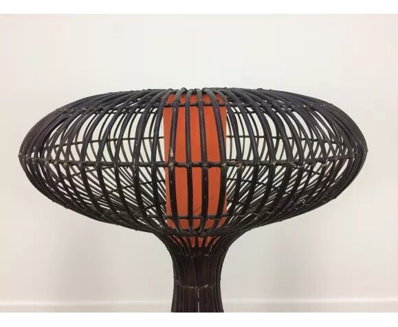 Vintage rattan mushroom floor lamp