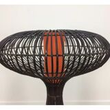 Lampadaire champignon rotin vintage