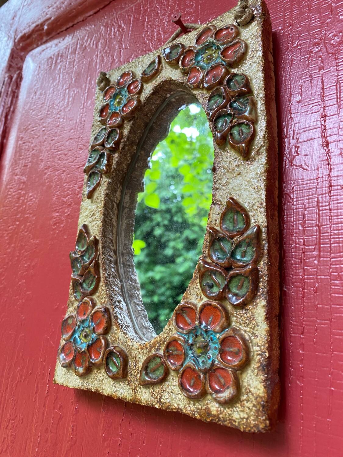 Ceramic mirror from the Roue Workshop in Vallauris, 1950