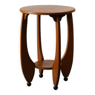 Amsterdamse School Oak round Side Table, The Netherlands, ca. 1920
