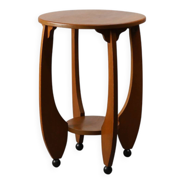 Amsterdamse School Oak round Side Table, The Netherlands, ca. 1920