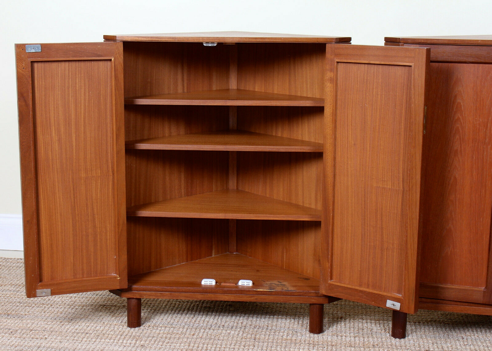 Pair of Danish teak corner cabinets dating from the mid-twentieth century