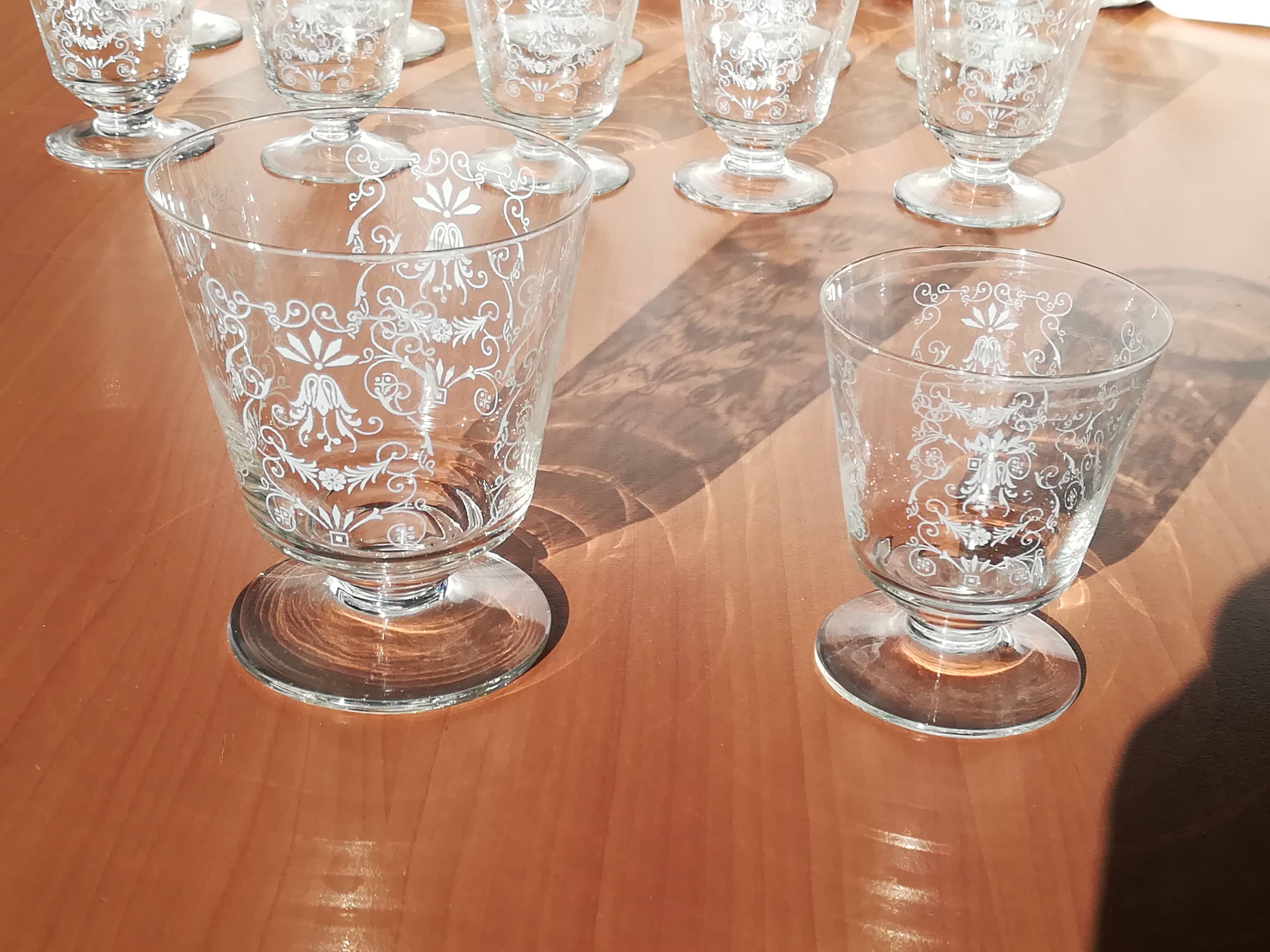 Set of 12 engraved Bohemian Crystal Glasses