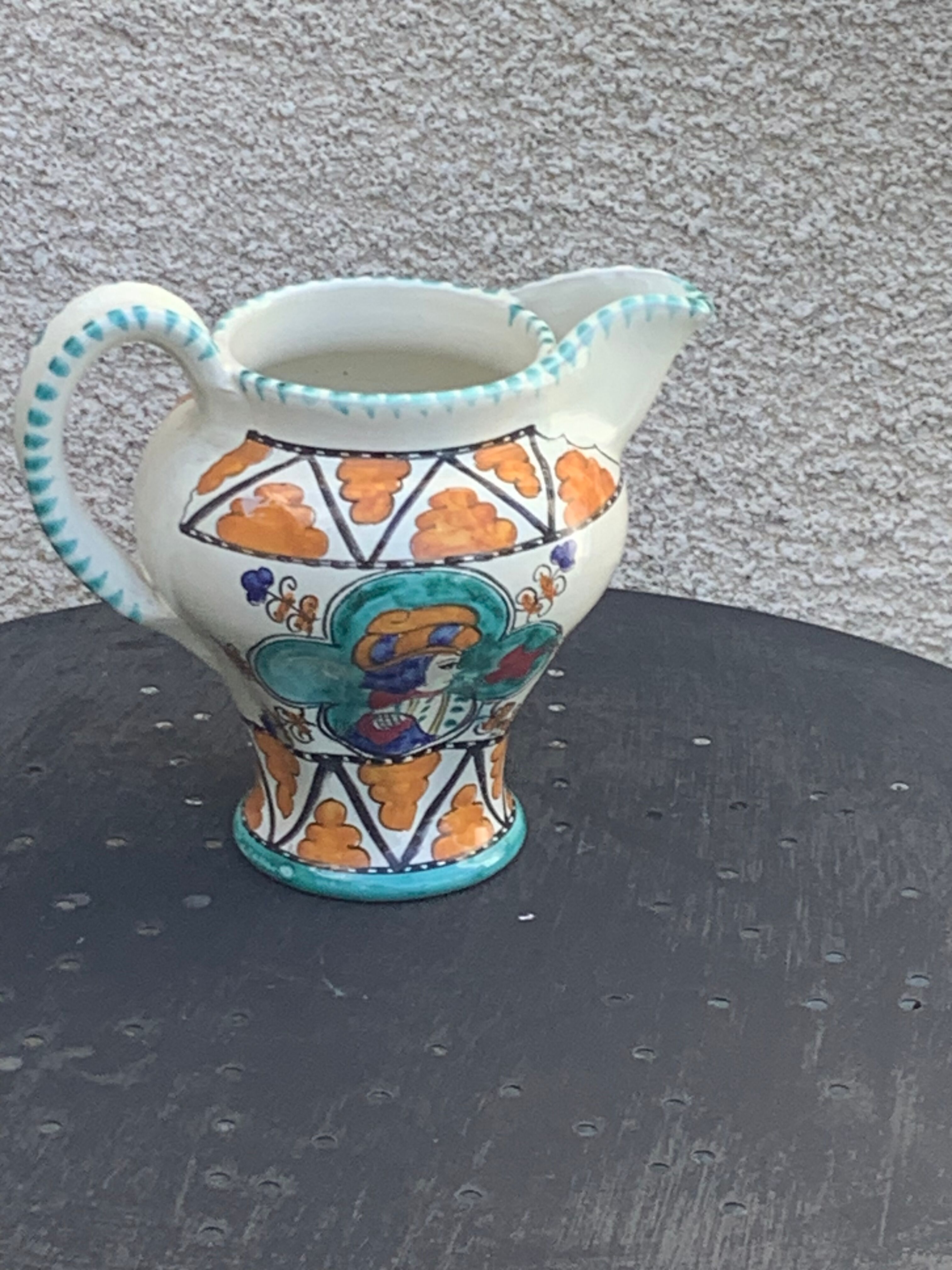 Glazed ceramic jug pottery Orvieto made in italy vintage