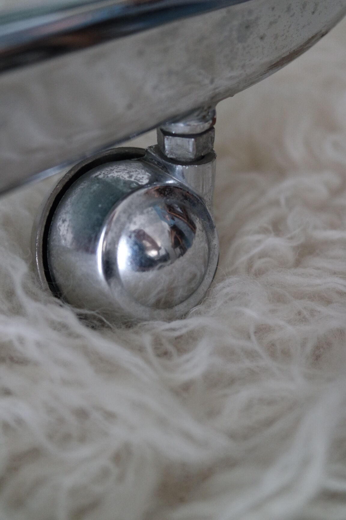 Side table serving chrome and vintage glass 70