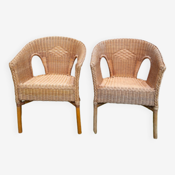 Set of 2 rattan armchairs