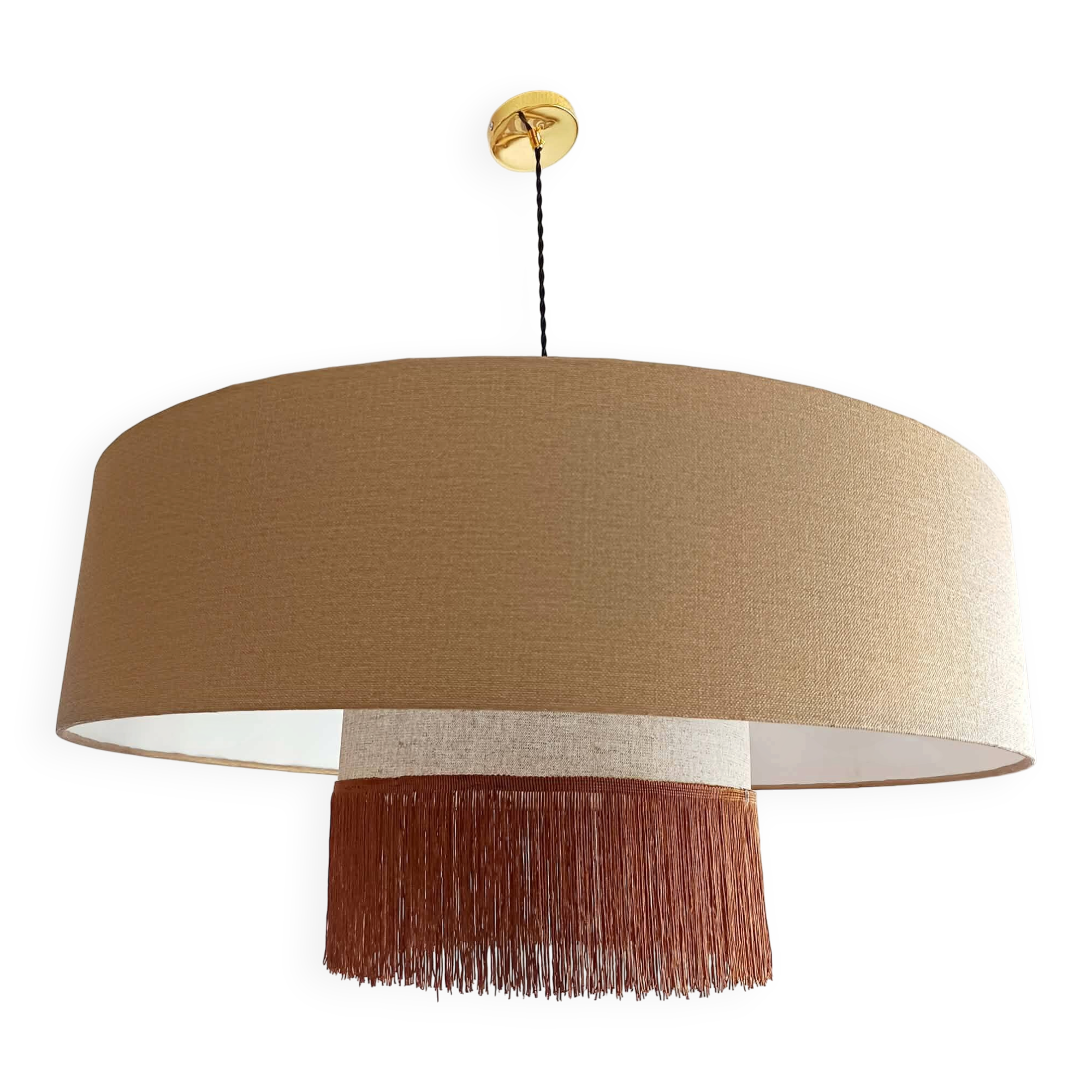 XXL fringe double lampshade suspension