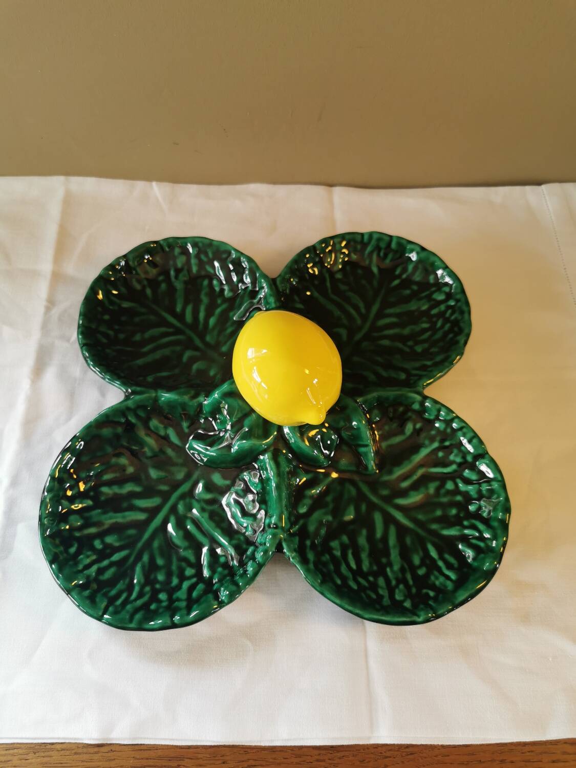 Vintage Vallauris “lemon” Barbotine dish