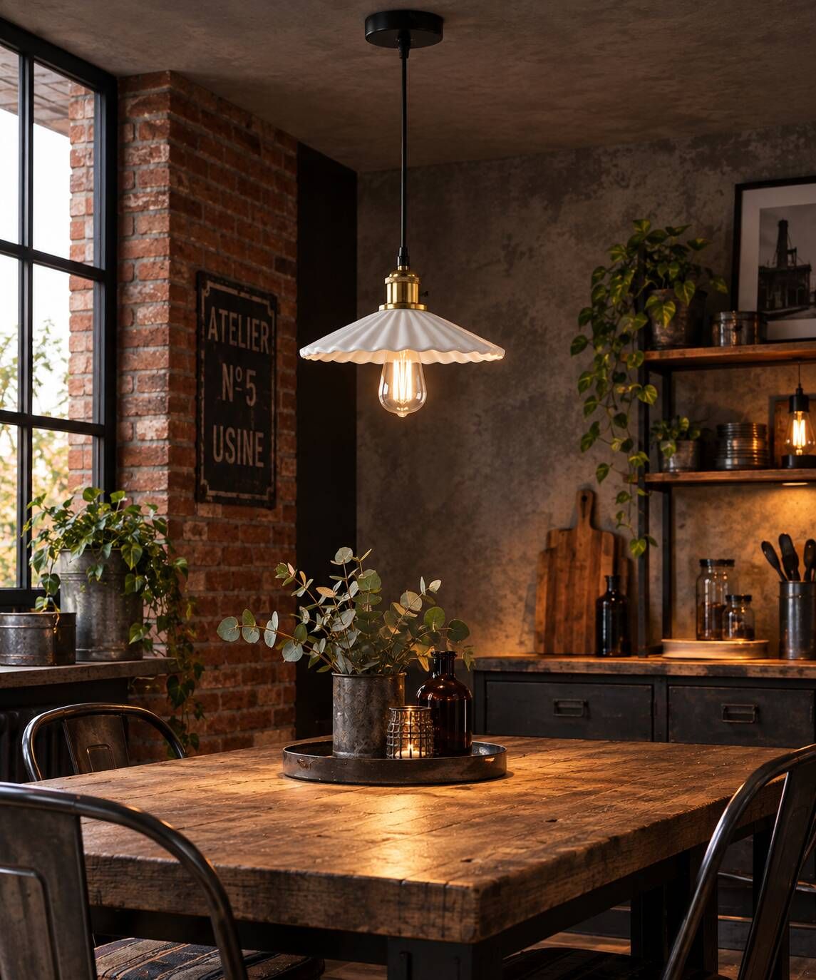 Suspension beton massif style opaline