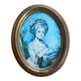 Oval frame with character