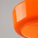 Mid-Century Modern Italian Orange Glass and Brass Pendant Lamp