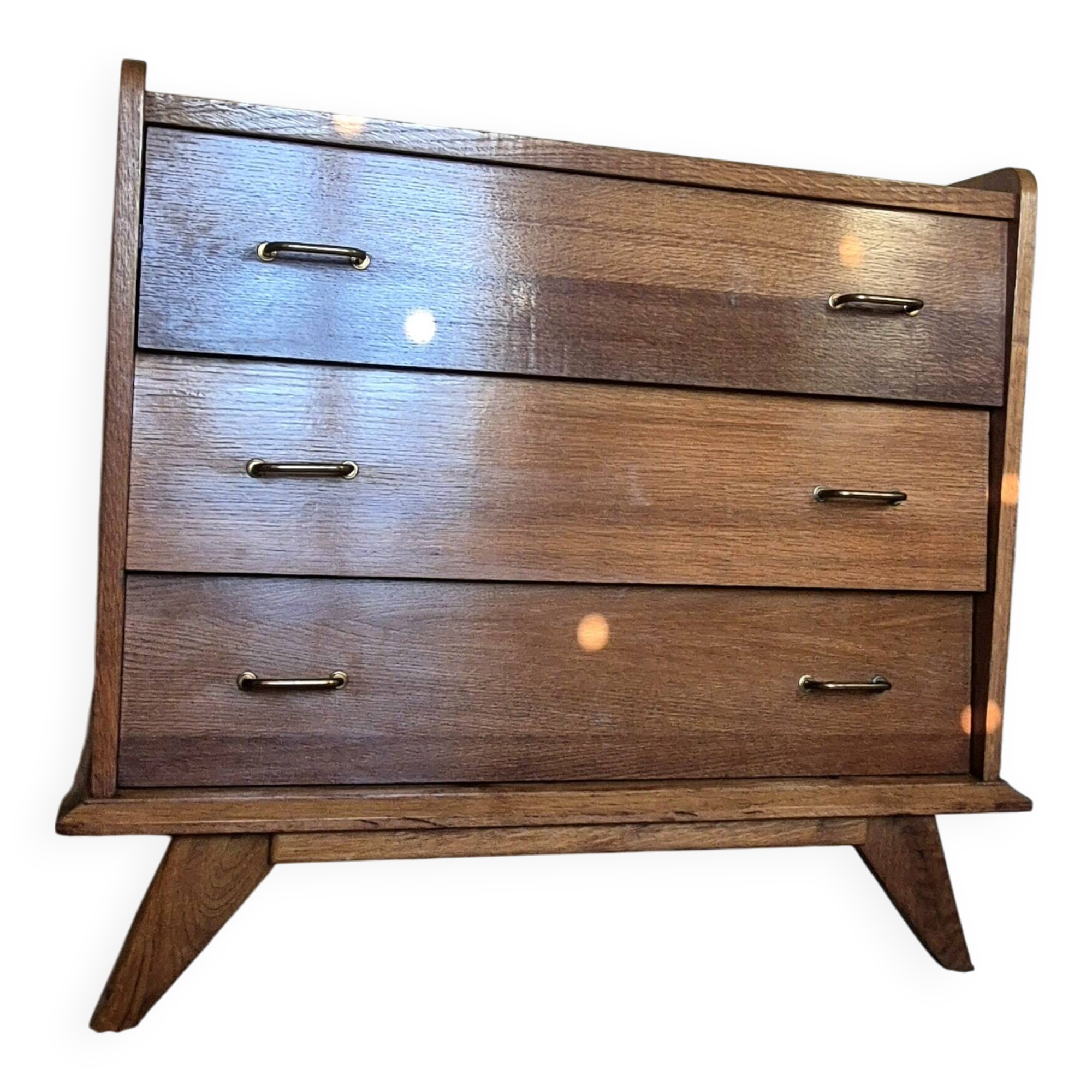 Vintage Scandinavian chest of drawers with compass feet