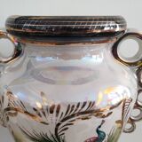 Pair of peacock vases by Hubert Bequet - Pearly ceramic - Belgium - 60s