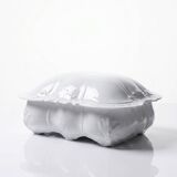 Vintage Limoges porcelain bonbonnière in white with rococo decoration.