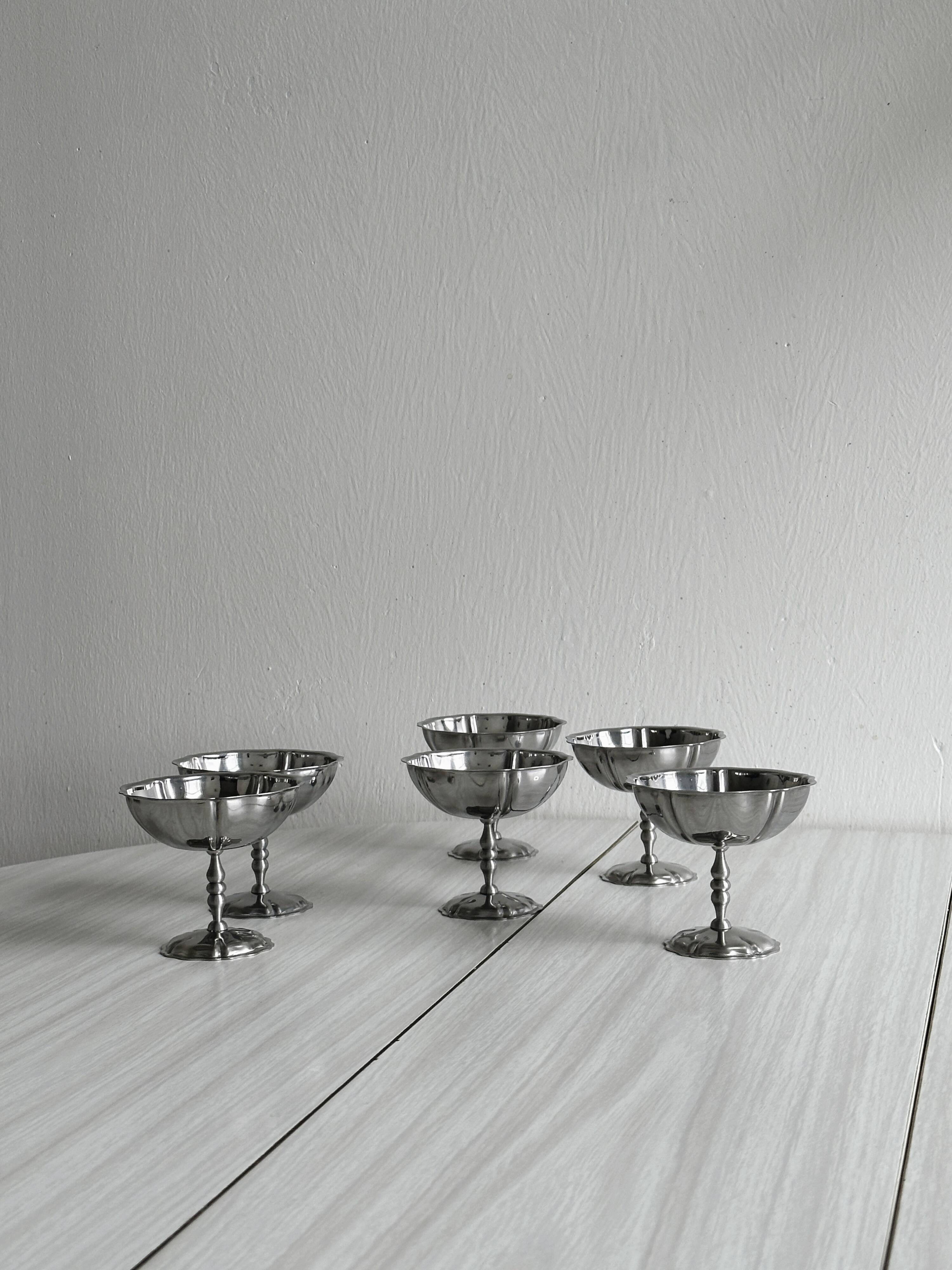 6 stainless steel footed bowls, Letang Remy style