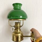 Pair of opaline and brass wall lights