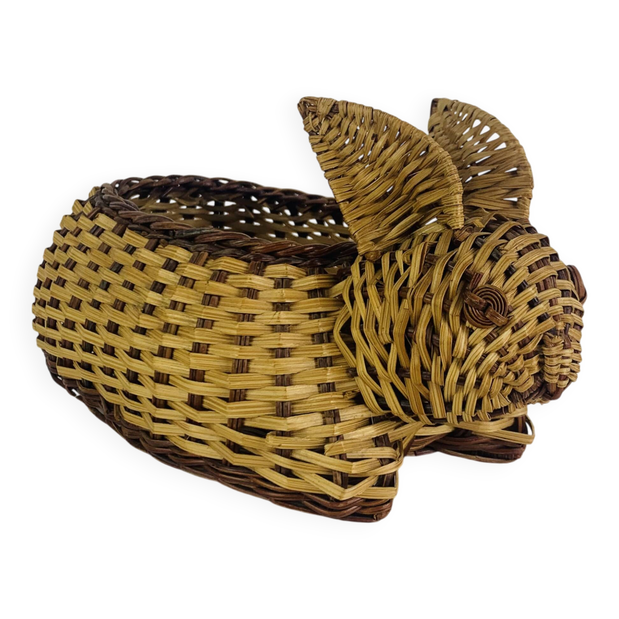 Vintage wicker rabbit basket