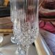 7 cut glass champagne flutes – faceted design