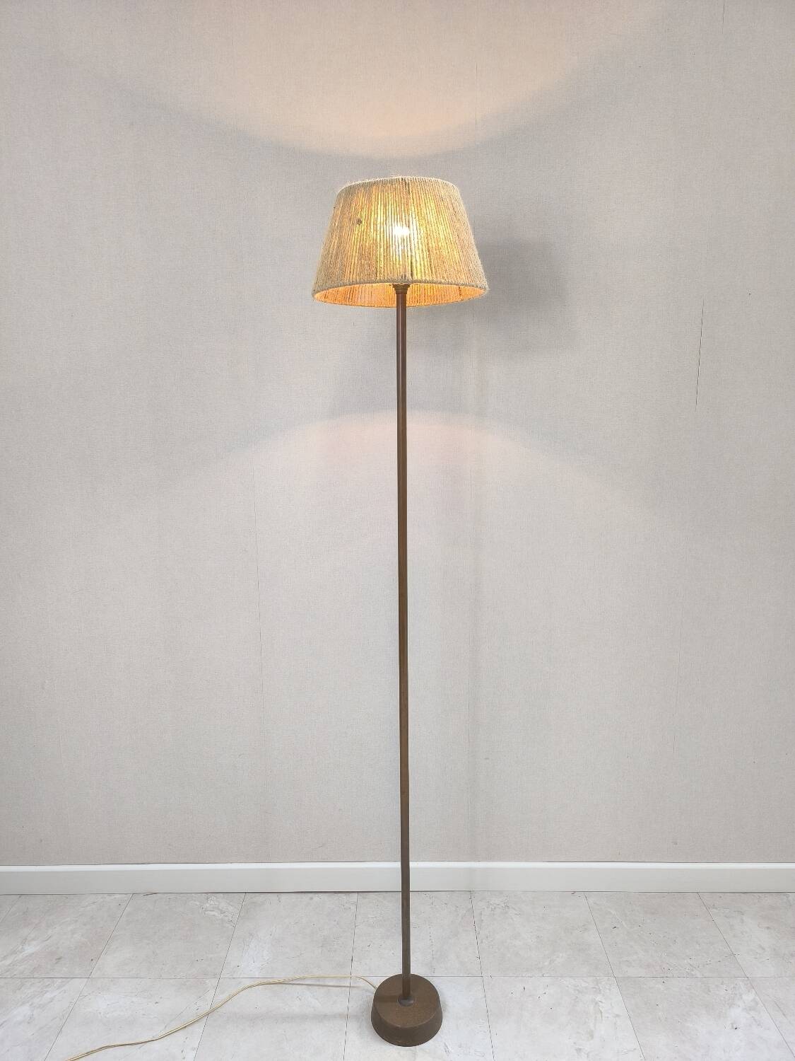 Copper and rope floor lamp circa 1950