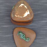 Ceramic box and leather seahorses