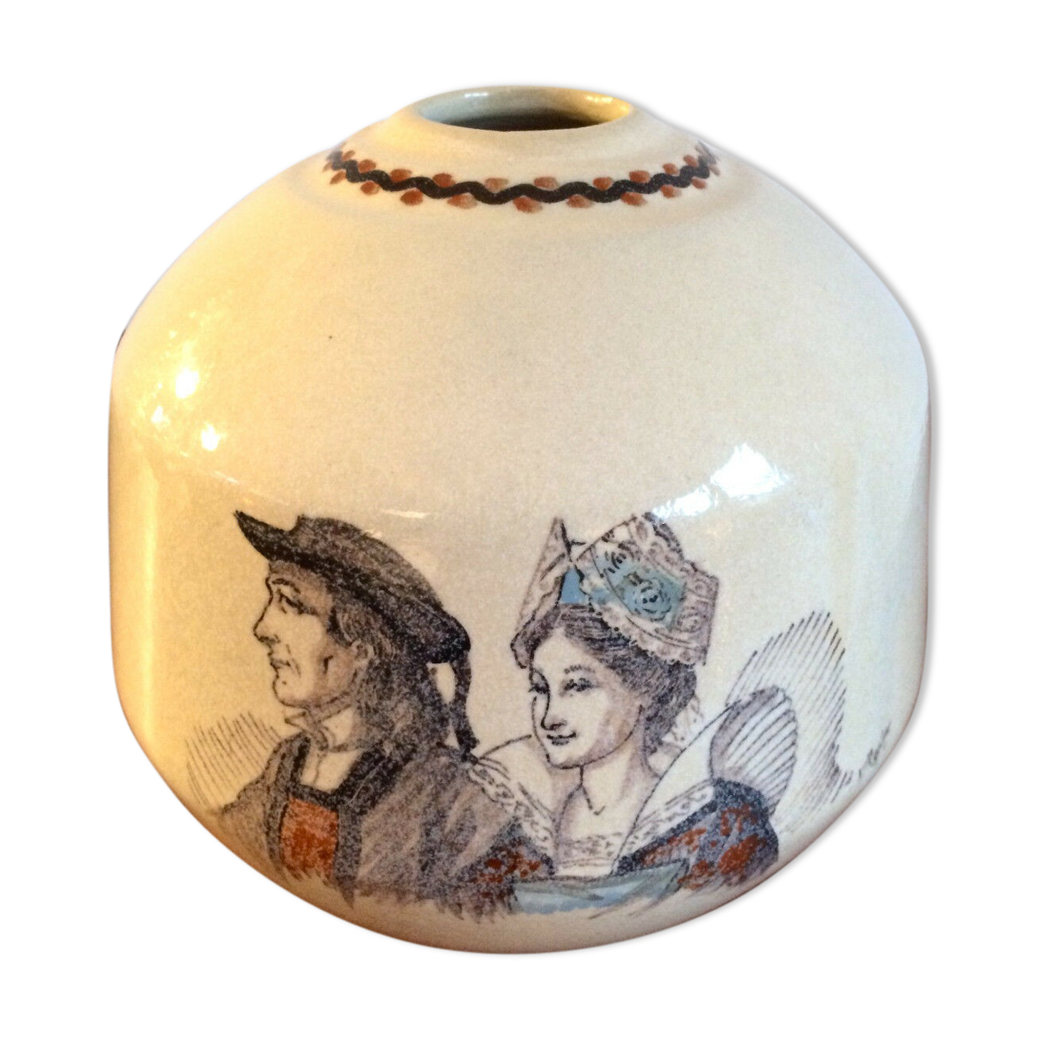 Ball vase in enamelled earthenware Cazalas signed design 30s - 40s